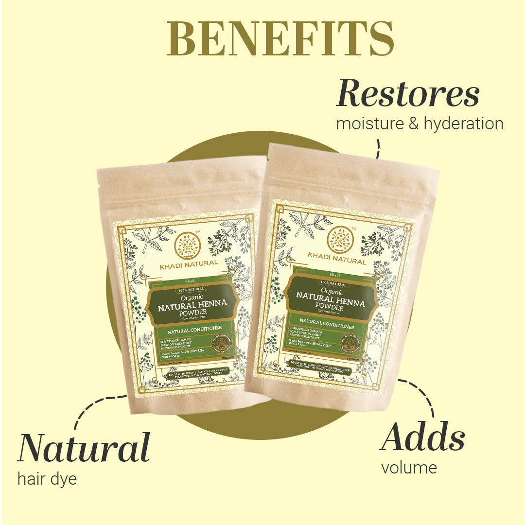 Khadi Natural Organic Herbal Henna Powder for Hair - 100% Natural - 100gm Each