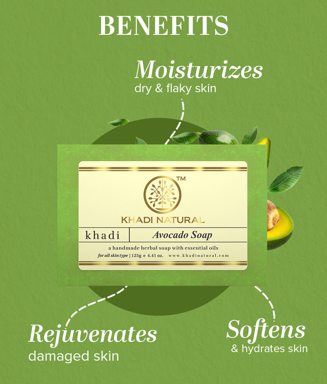 Khadi Natural Herbal Avocado Soap Combo Pack Of 3 – 125gm Each