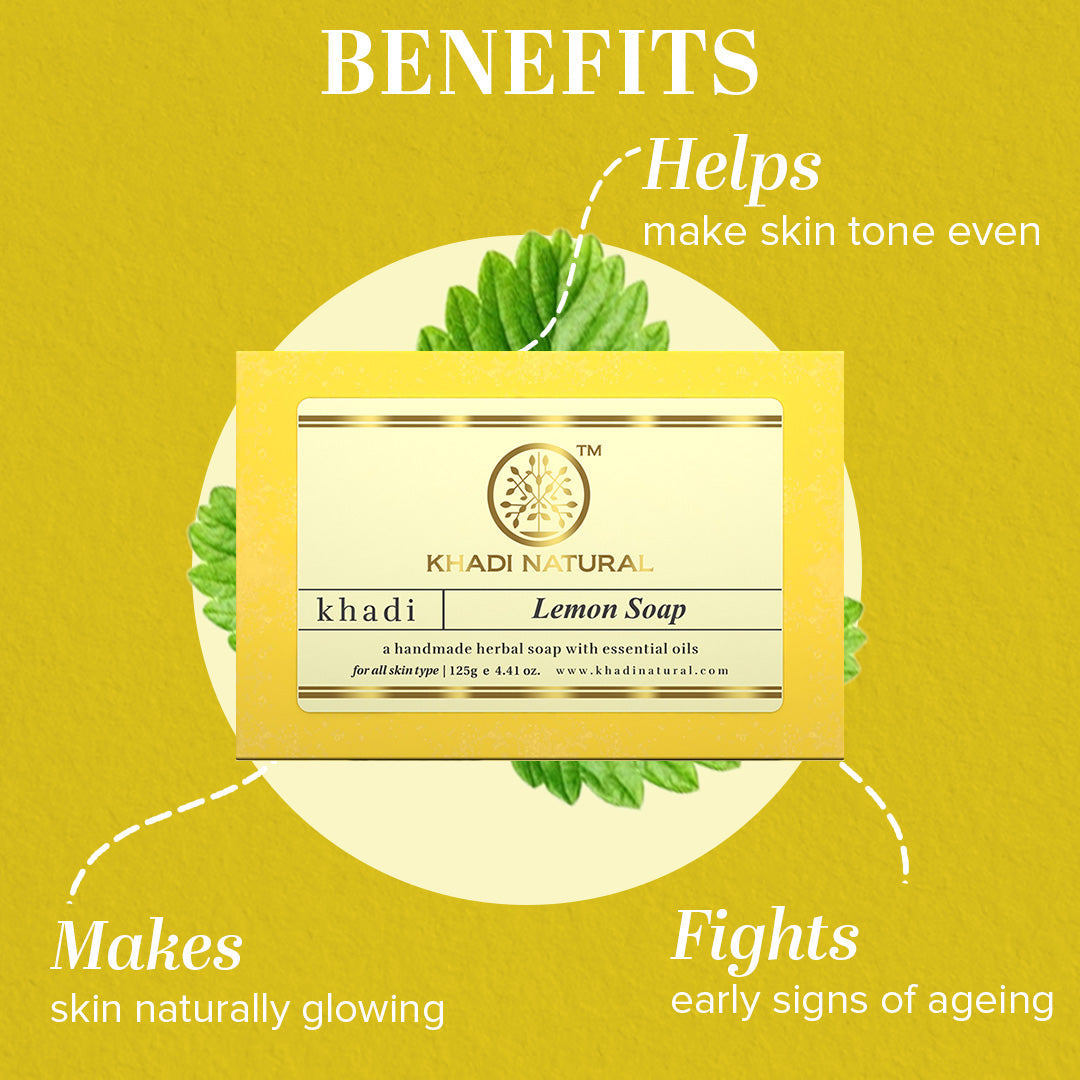 Khadi Natural Herbal Lemon Soap Combo Pack Of 3 – 125gm Each