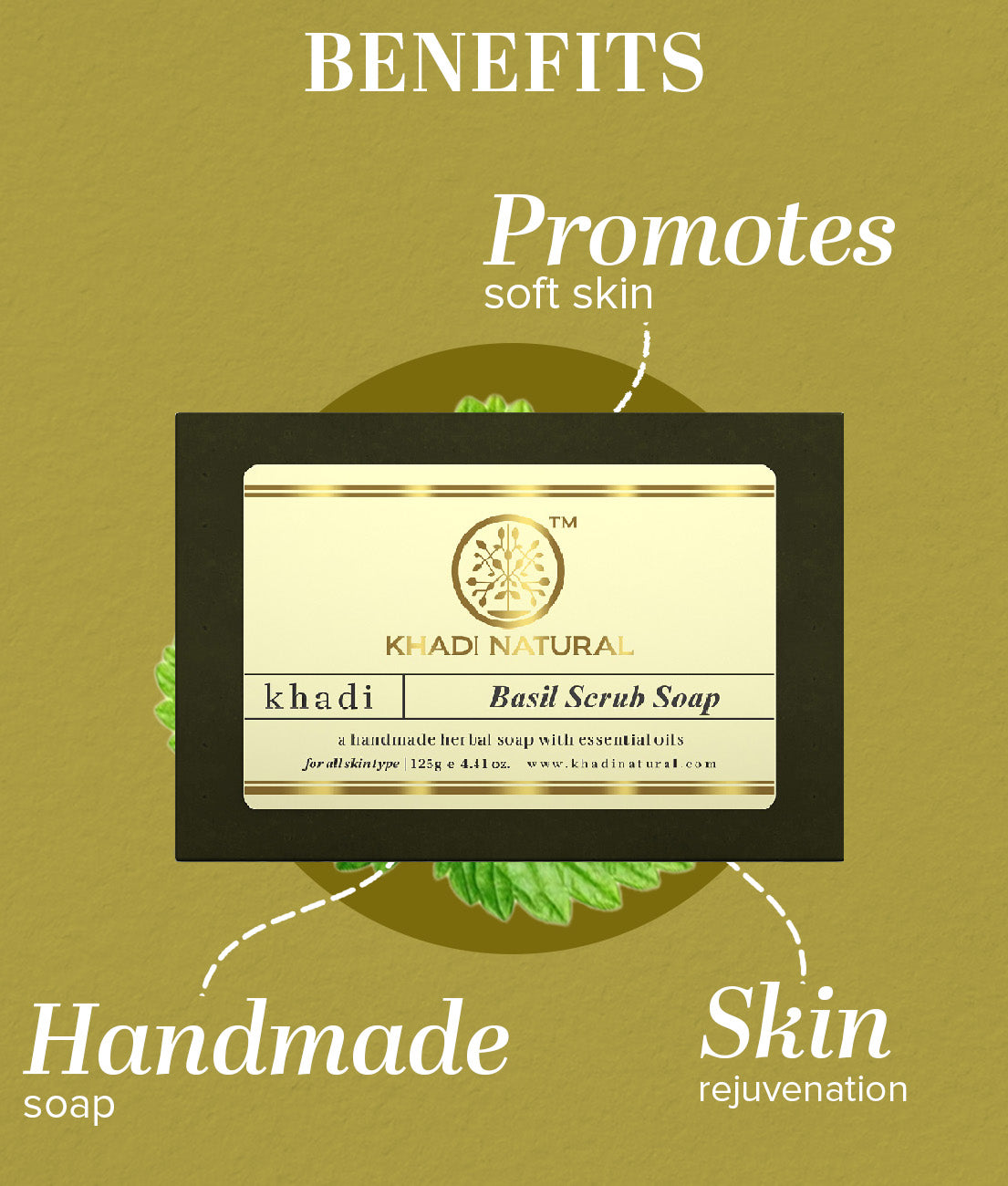 Khadi Natural Herbal Basil Scrub Soap Combo Pack Of 3 – 125gm Each