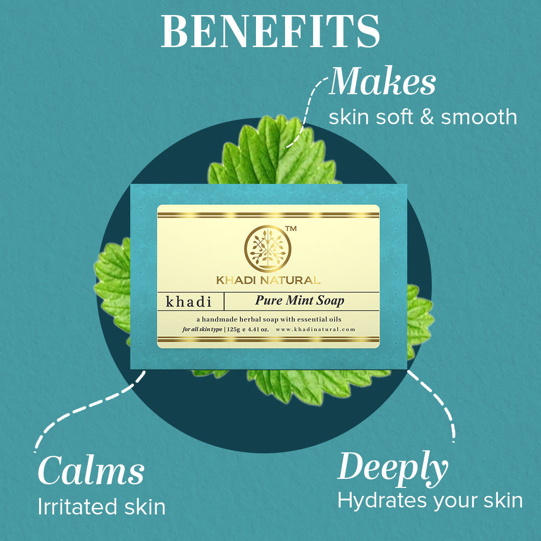 Khadi Natural Pure Mint Soap Combo Pack Of 5 – 125gm Each
