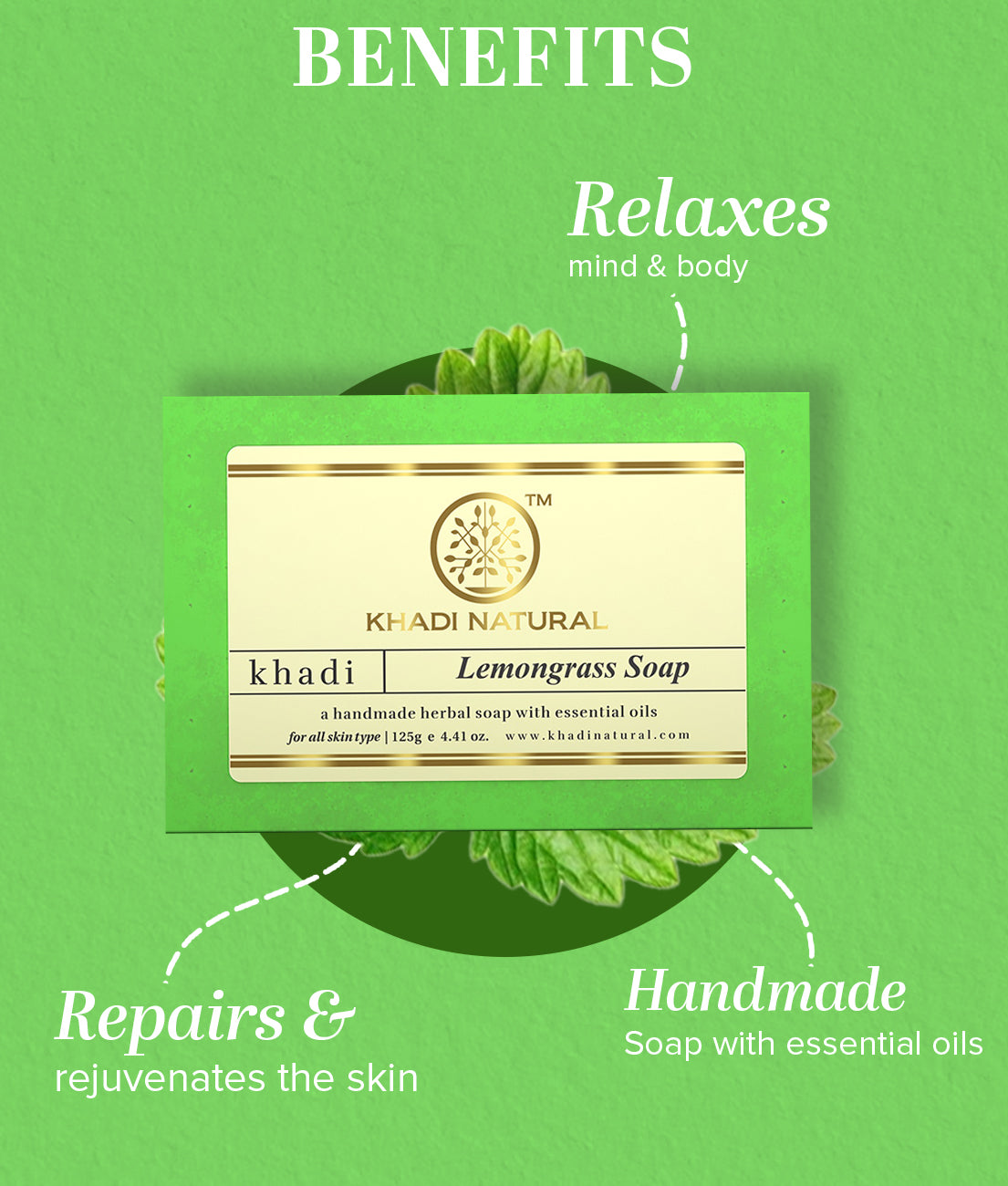 Khadi Natural Herbal Lemongrass Soap Combo Pack Of 8 – 125gm Each