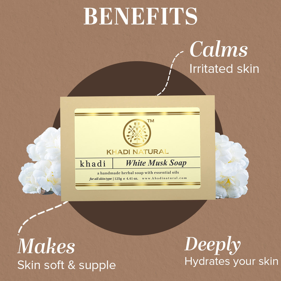 Khadi Natural Herbal White Musk Soap Combo Pack Of 3 – 125gm Each