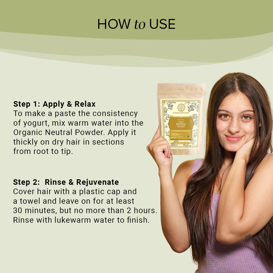 Khadi Natural Organic Neutral Powder For Hair Care - 100% Natural - 100gm