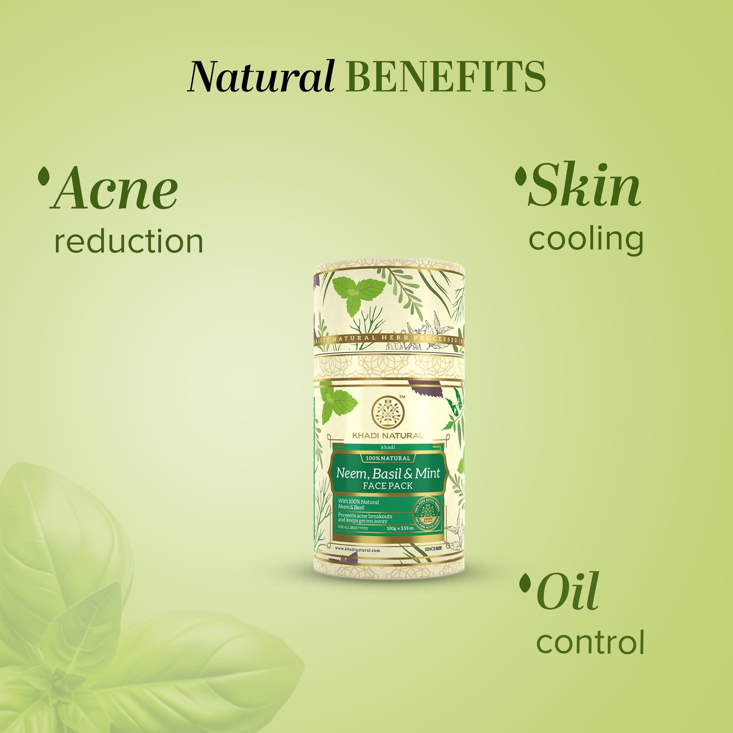 Khadi Natural Neem, Basil & Mint Face Pack - 100gm