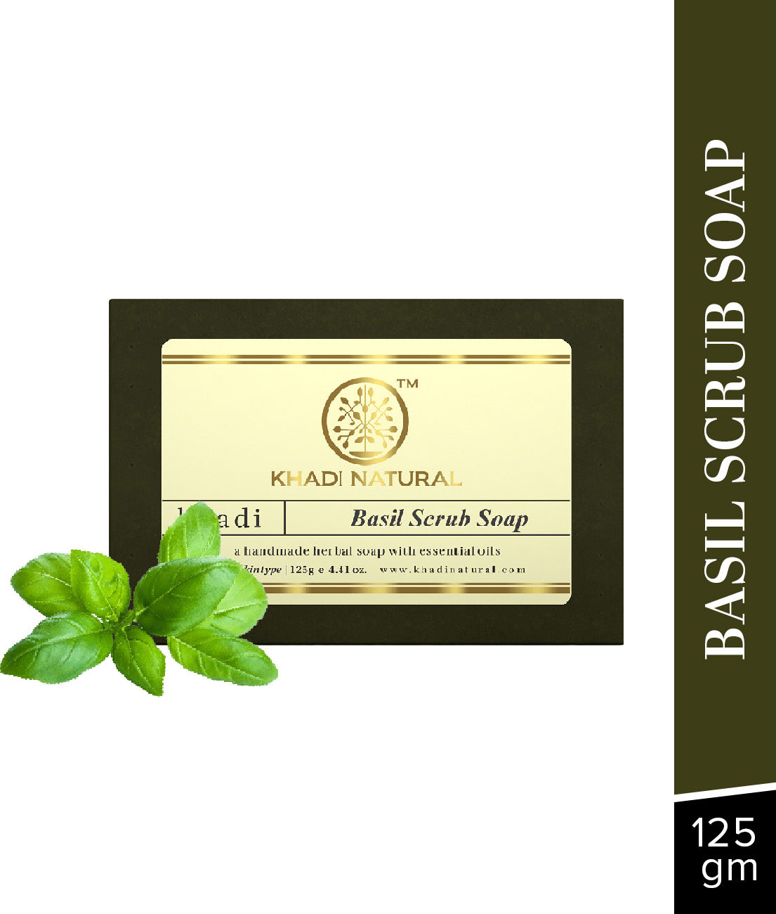 Khadi Natural Herbal Basil Scrub Soap 125gm