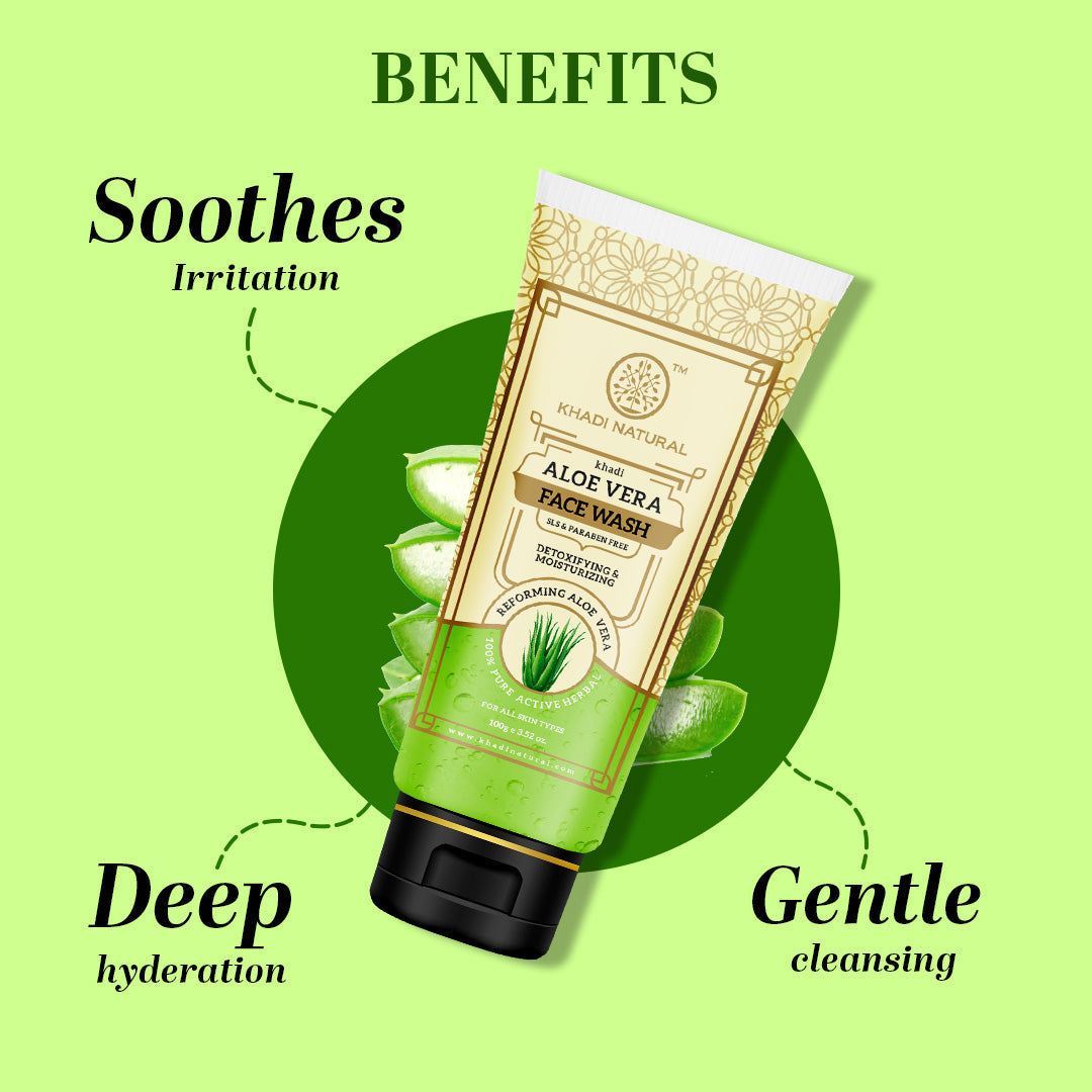 Khadi Natural Aloe Vera Face Wash SLS & Paraben Free - 100gm