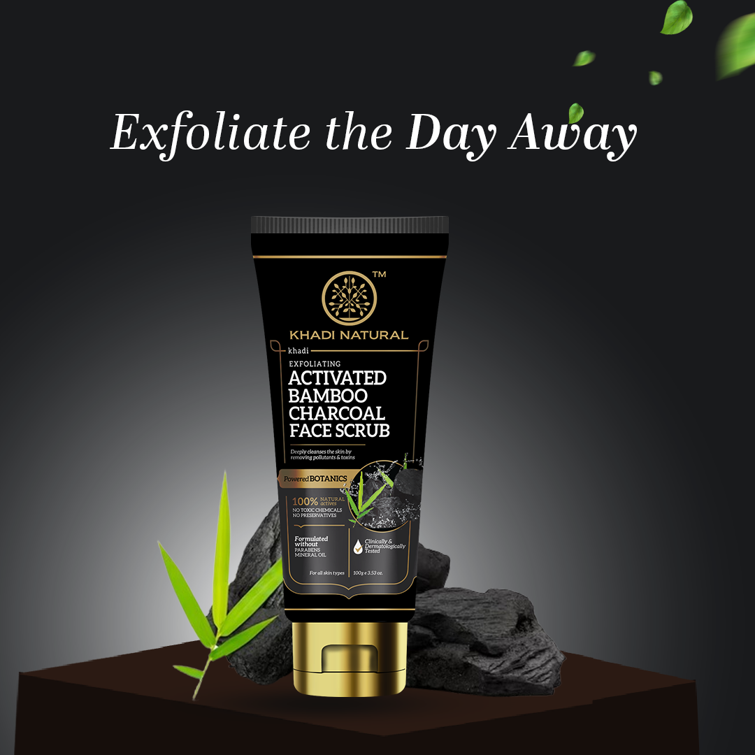 Khadi Natural Activated Bamboo Charcoal Face Scrub - 100gm