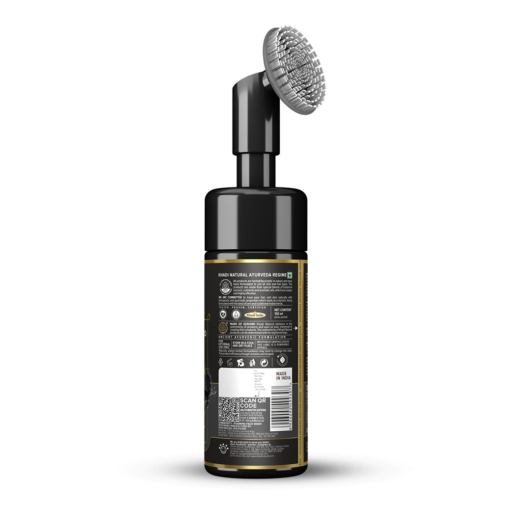 Khadi Natural Activated Bamboo Charcoal Foaming Face Wash with In- Built Face Brush - 150ml