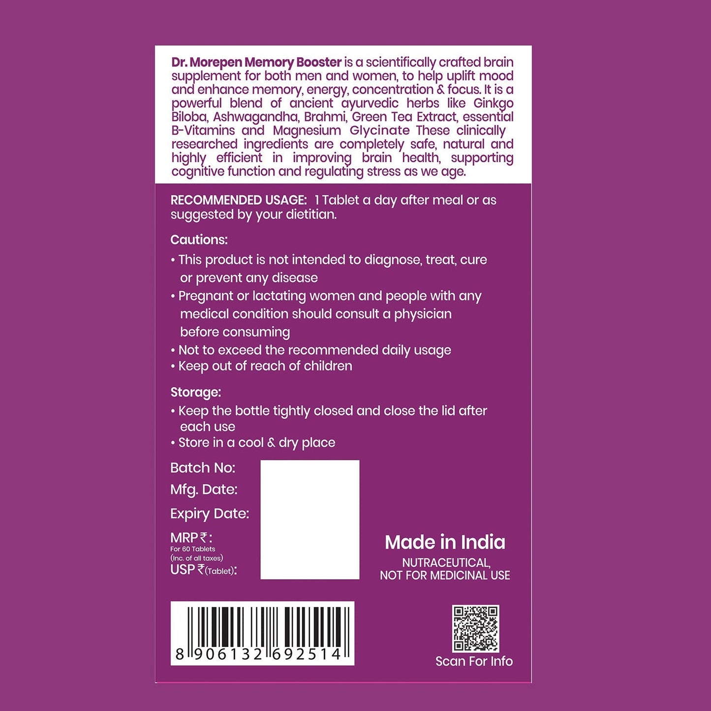 Dr Morpen Memory Booster Tablets | Swadesiicart