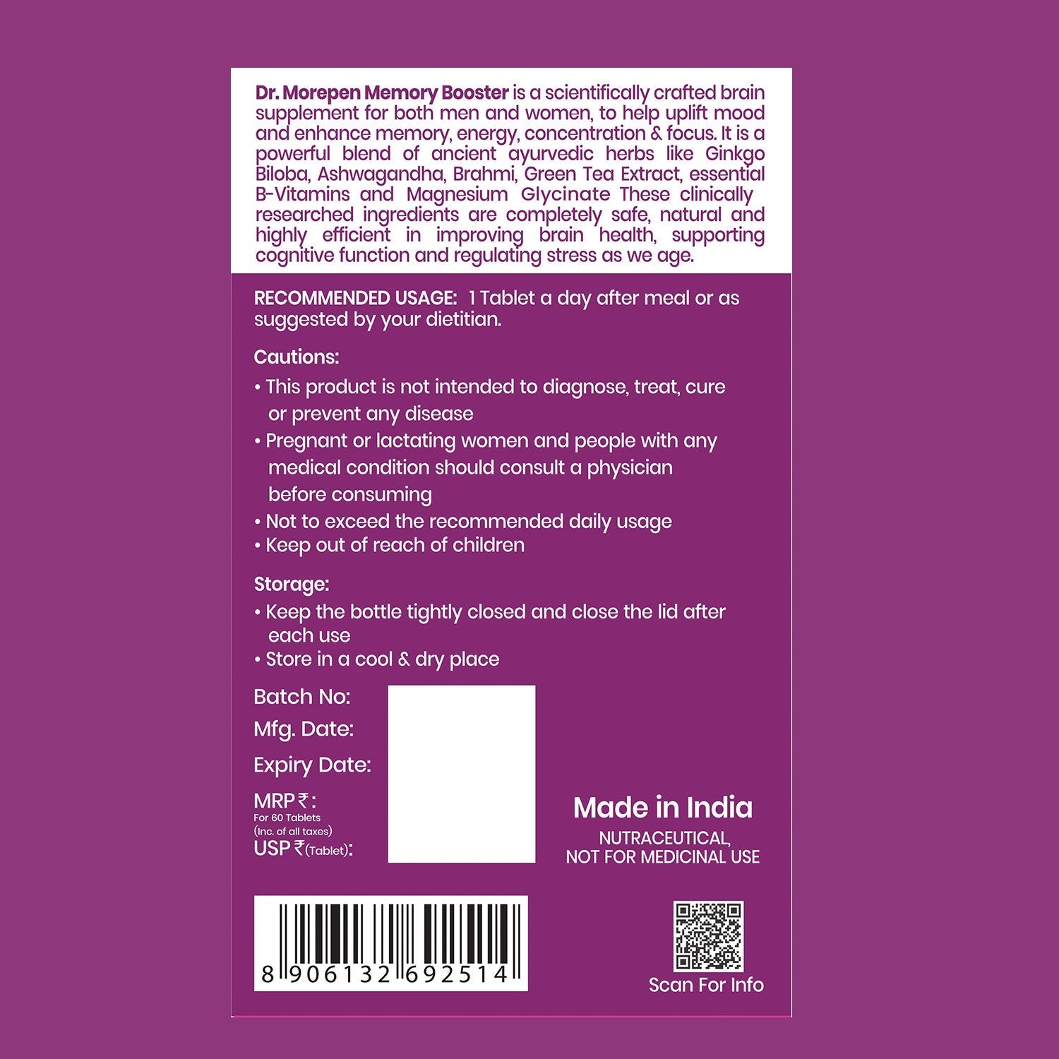 Dr Morpen Memory Booster Tablets | Swadesiicart