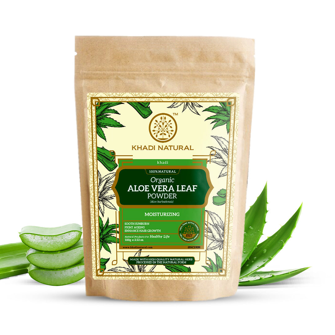 Khadi Natural Organic Aloe Vera Leaf Powder For Hair Care- 100% Natural - 100gm