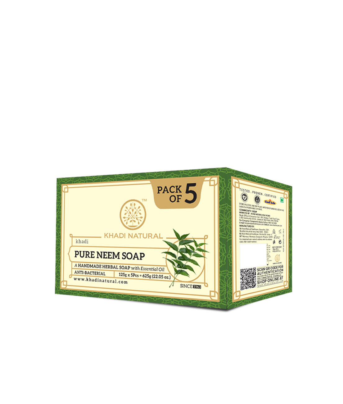 Khadi Natural Herbal Pure Neem Soap Combo Pack Of 5 – 125gm Each