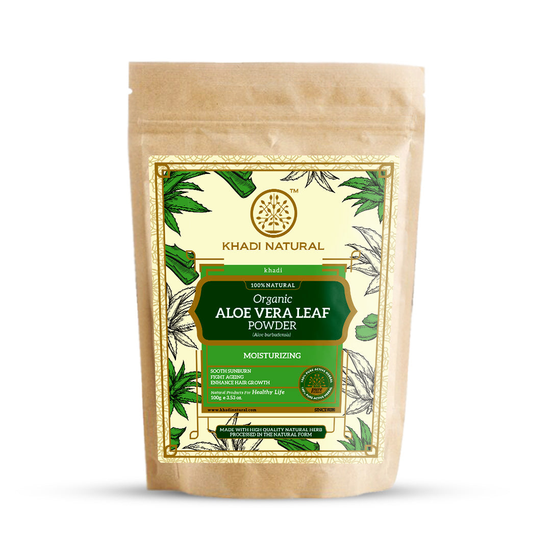Khadi Natural Organic Aloe Vera Leaf Powder For Hair Care- 100% Natural - 100gm