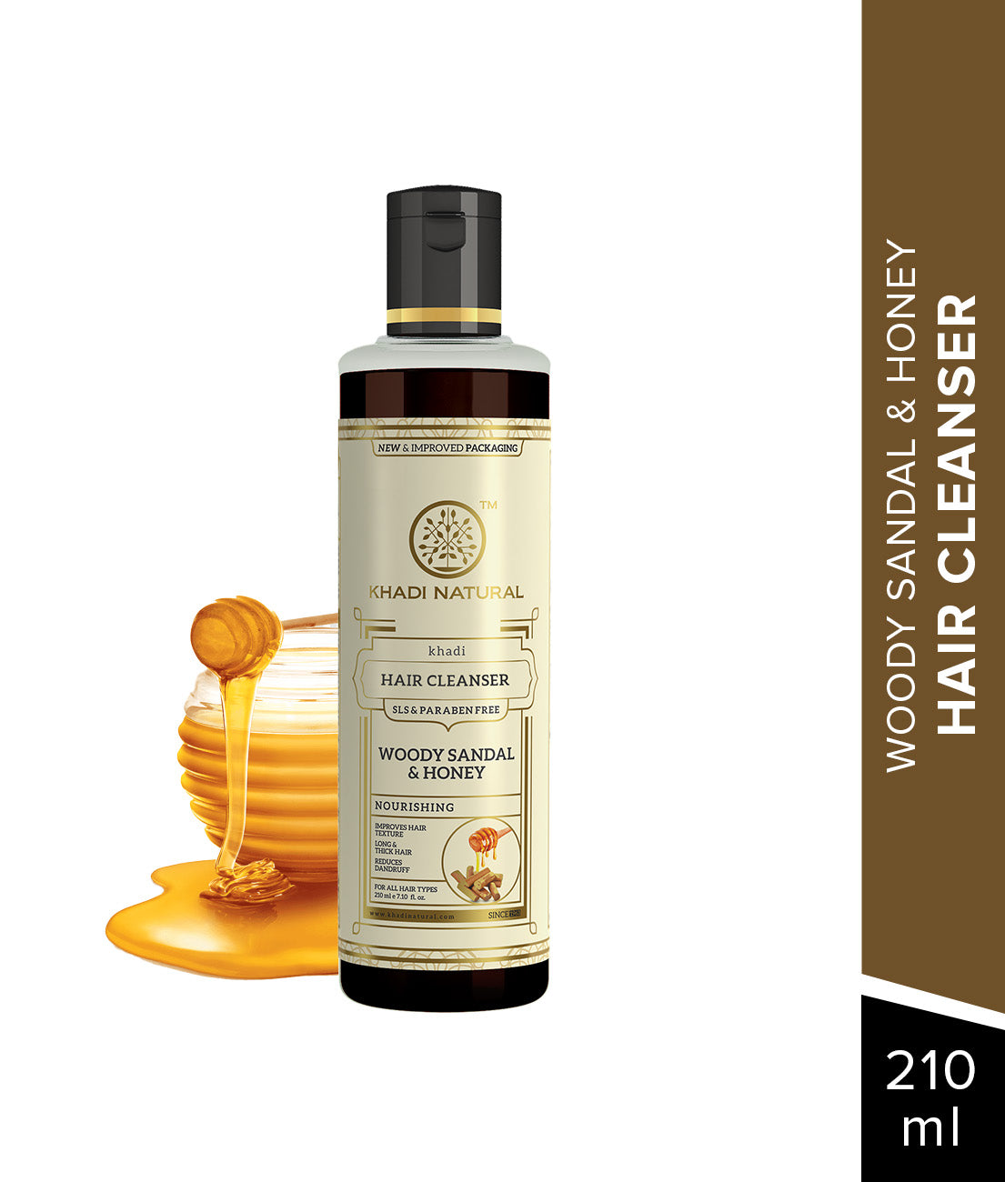 Khadi Natural Woody Sandal & Honey Hair Cleanser SLS & Paraben Free - 210ml