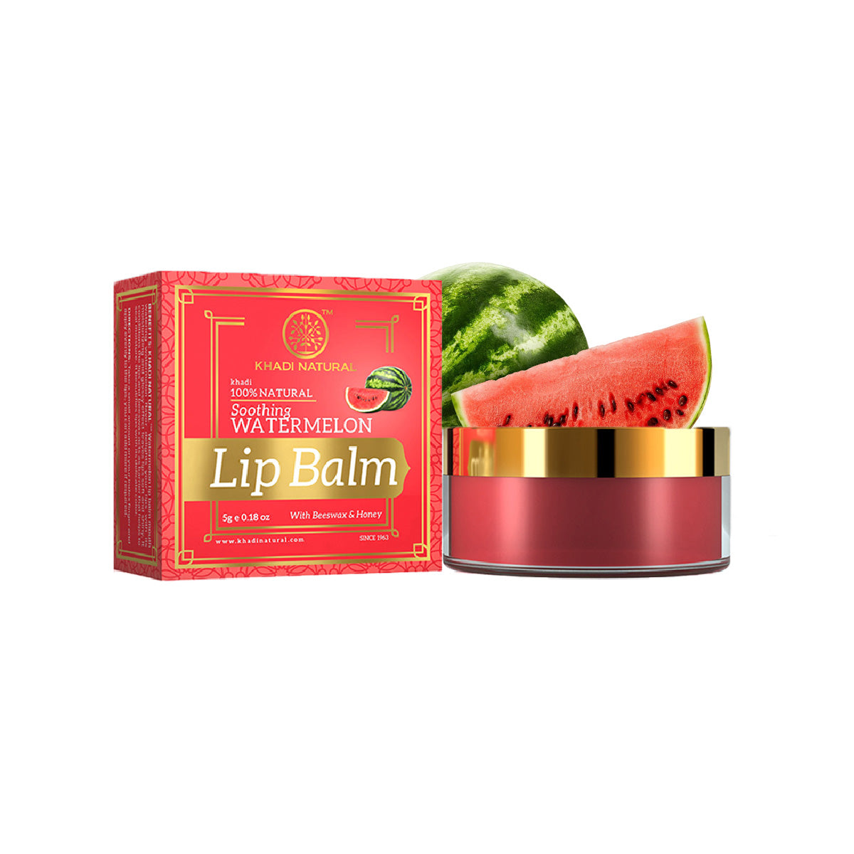 Khadi Natural Watermelon Lip Balm - With Beeswax & Honey Combo Pack Of 3 - 5g Each
