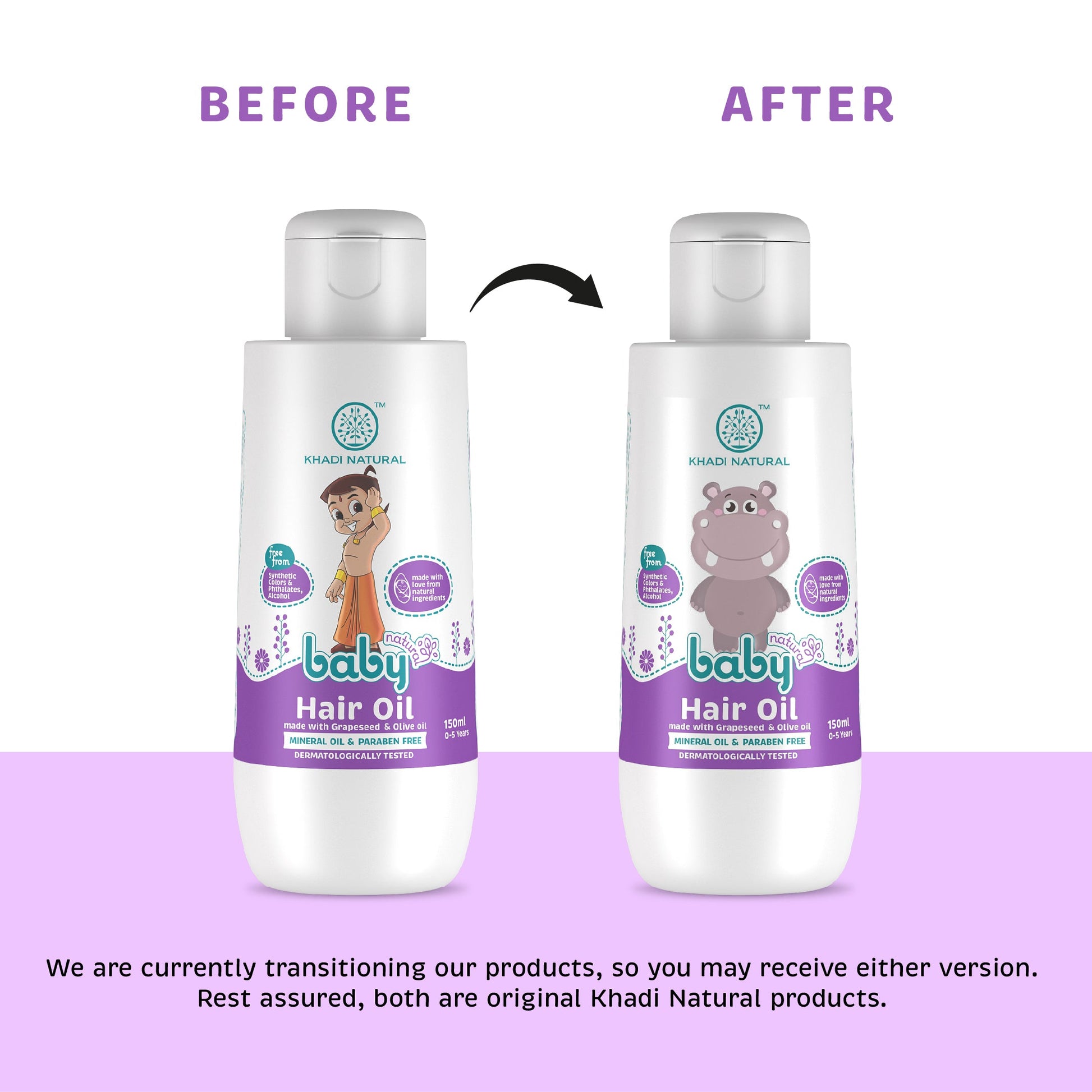 Khadi Natural Baby Hair Oil with Grapeseed and Olive - Lightweight and Non-Sticky Formula - 150ml
