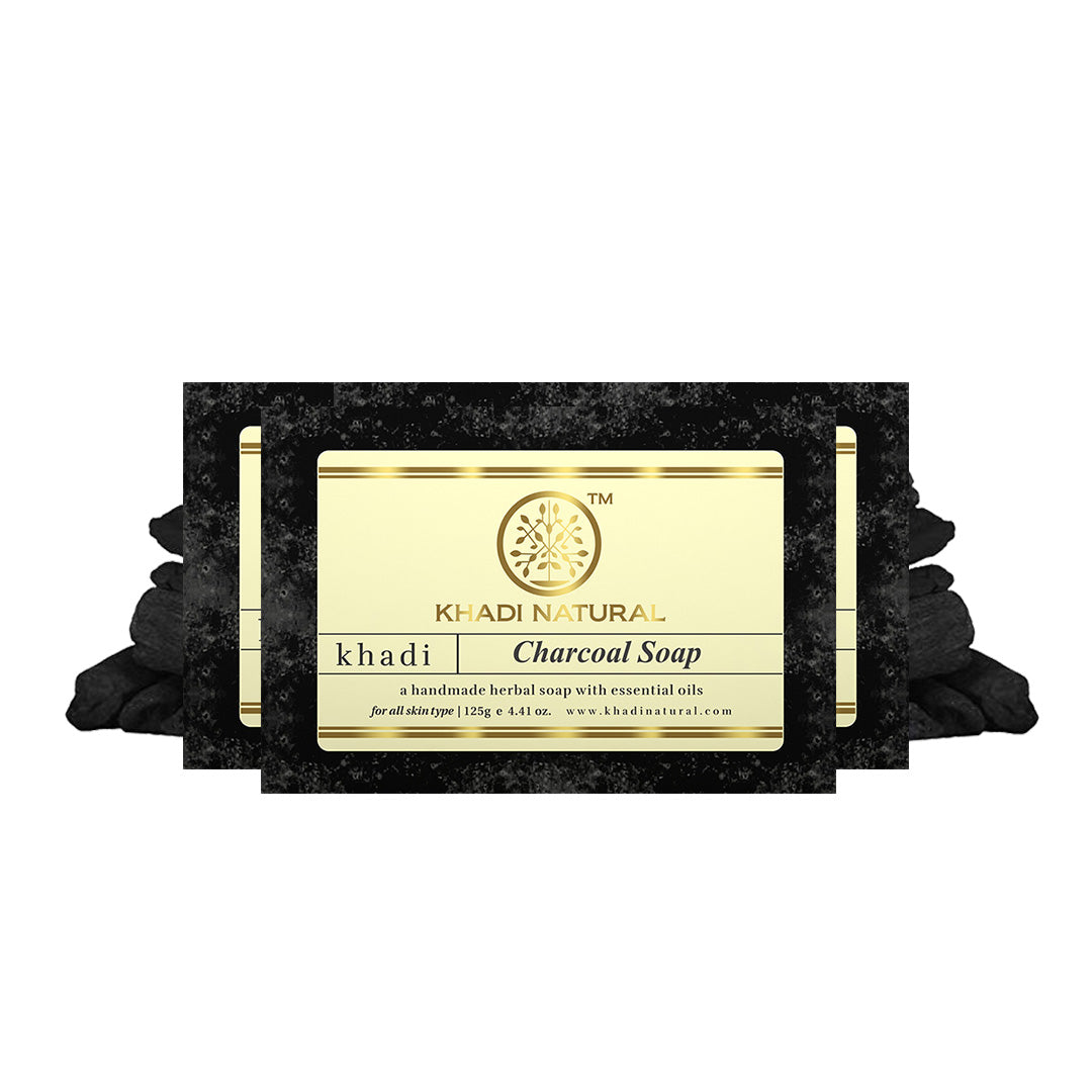 Khadi Natural Herbal Charcoal Soap Combo Pack Of 3 – 125gm Each