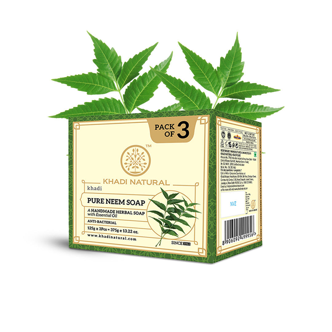 Khadi Natural Herbal Pure Neem Soap Combo Pack Of 3 – 125gm Each
