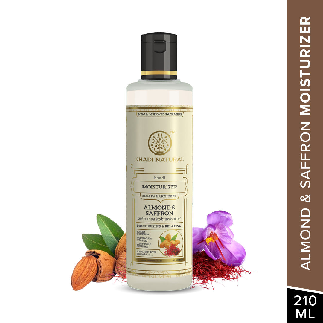 Khadi Natural Almond & Saffron Moisturizer- SLS &  Paraben Free - 210ml