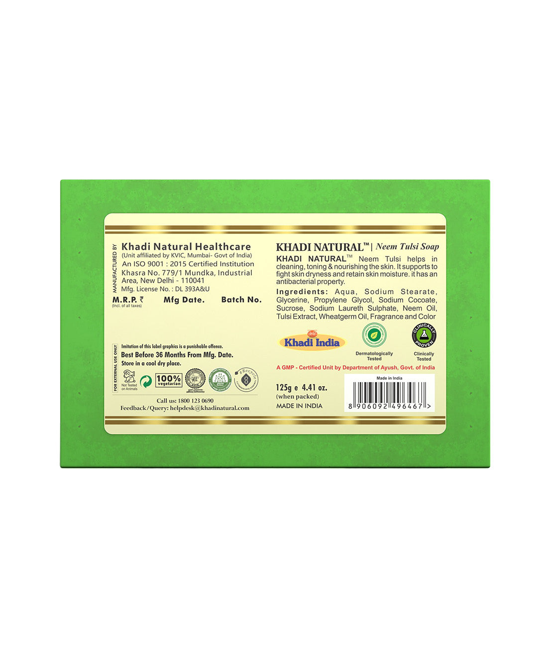 Khadi Natural Neem - Tulsi Soap - 125gm