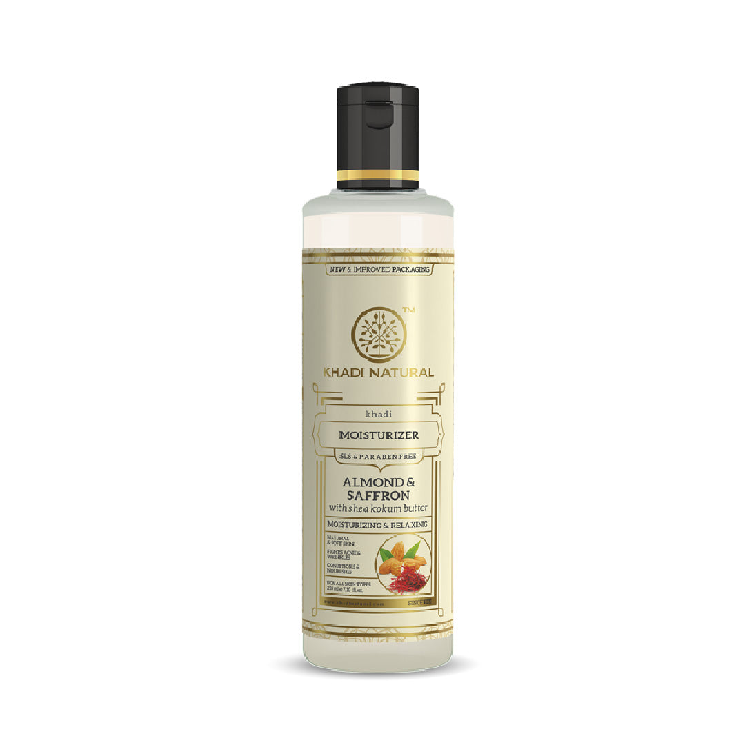Khadi Natural Almond & Saffron Moisturizer- SLS &  Paraben Free - 210ml
