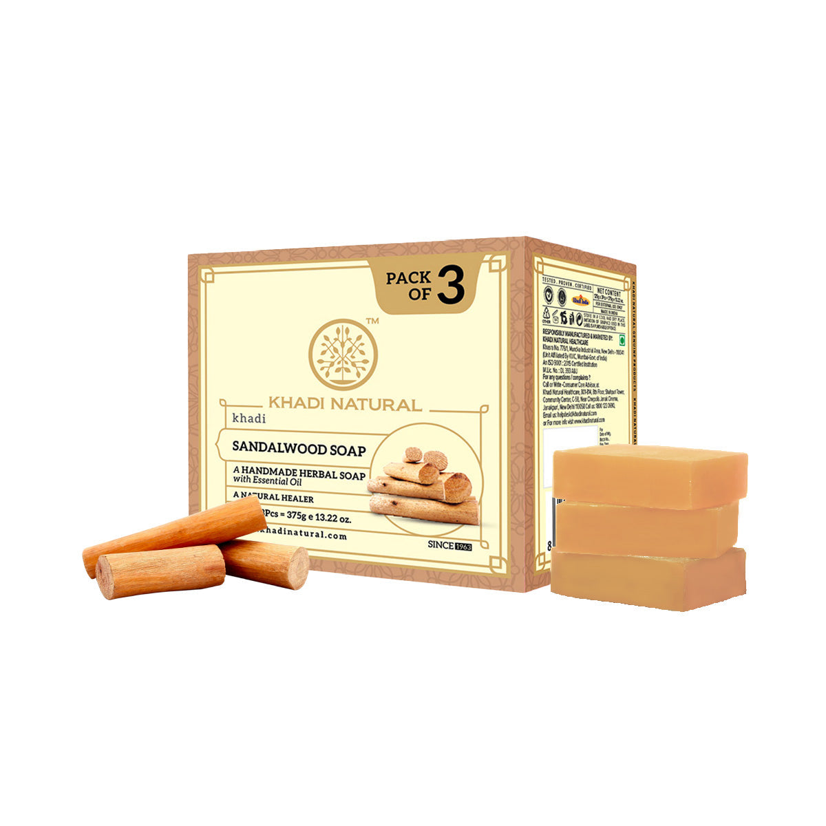 Khadi Natural Herbal Sandalwood Soap Combo Pack Of 3 – 125gm Each