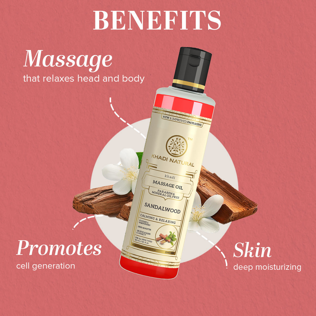 Khadi Natural Sandalwood Massage Oil - Without Mineral Oil - 210ml Sale