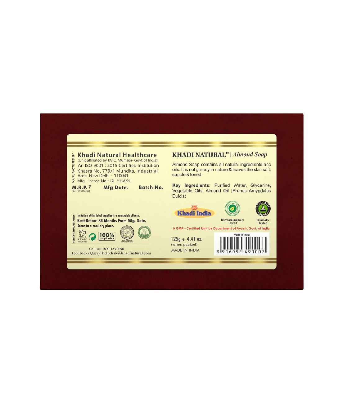 Khadi Natural Almond Soap - 125gm