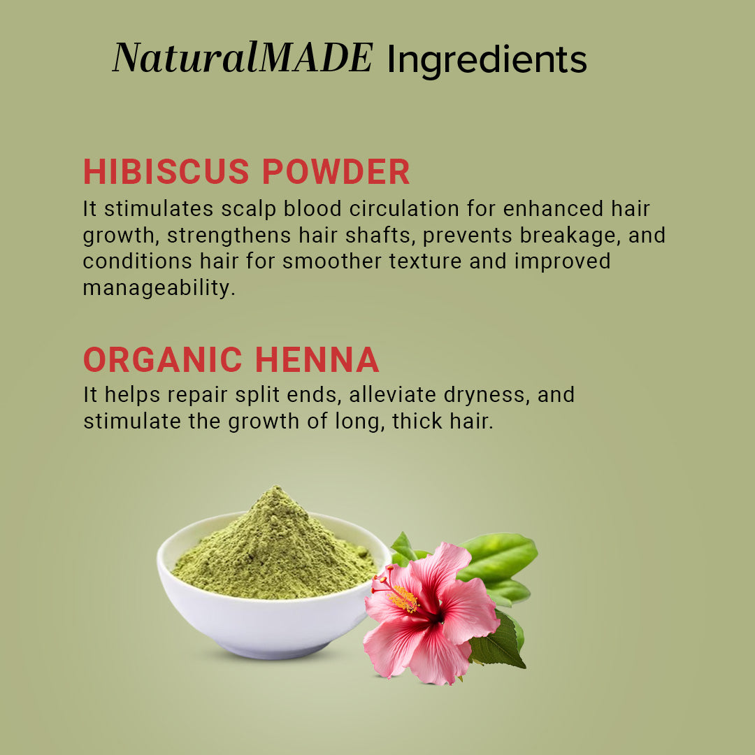 Khadi Natural Organic Henna & Hibiscus Flower Hair Coloring Powder - 100% Natural - 100gm