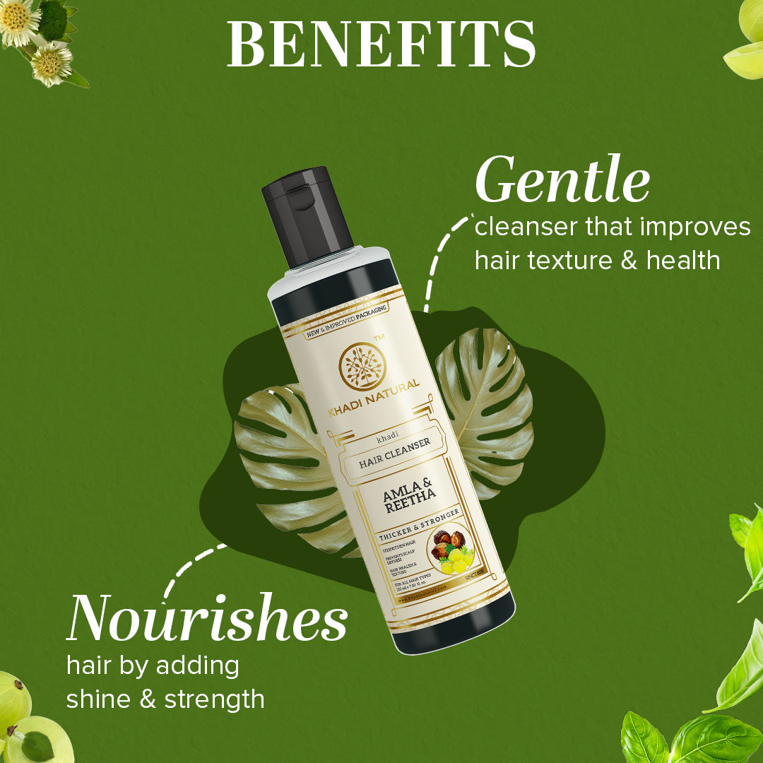 Khadi Natural Amla & Reetha Hair Cleanser Combo - Pack of 2 - 210ml Each