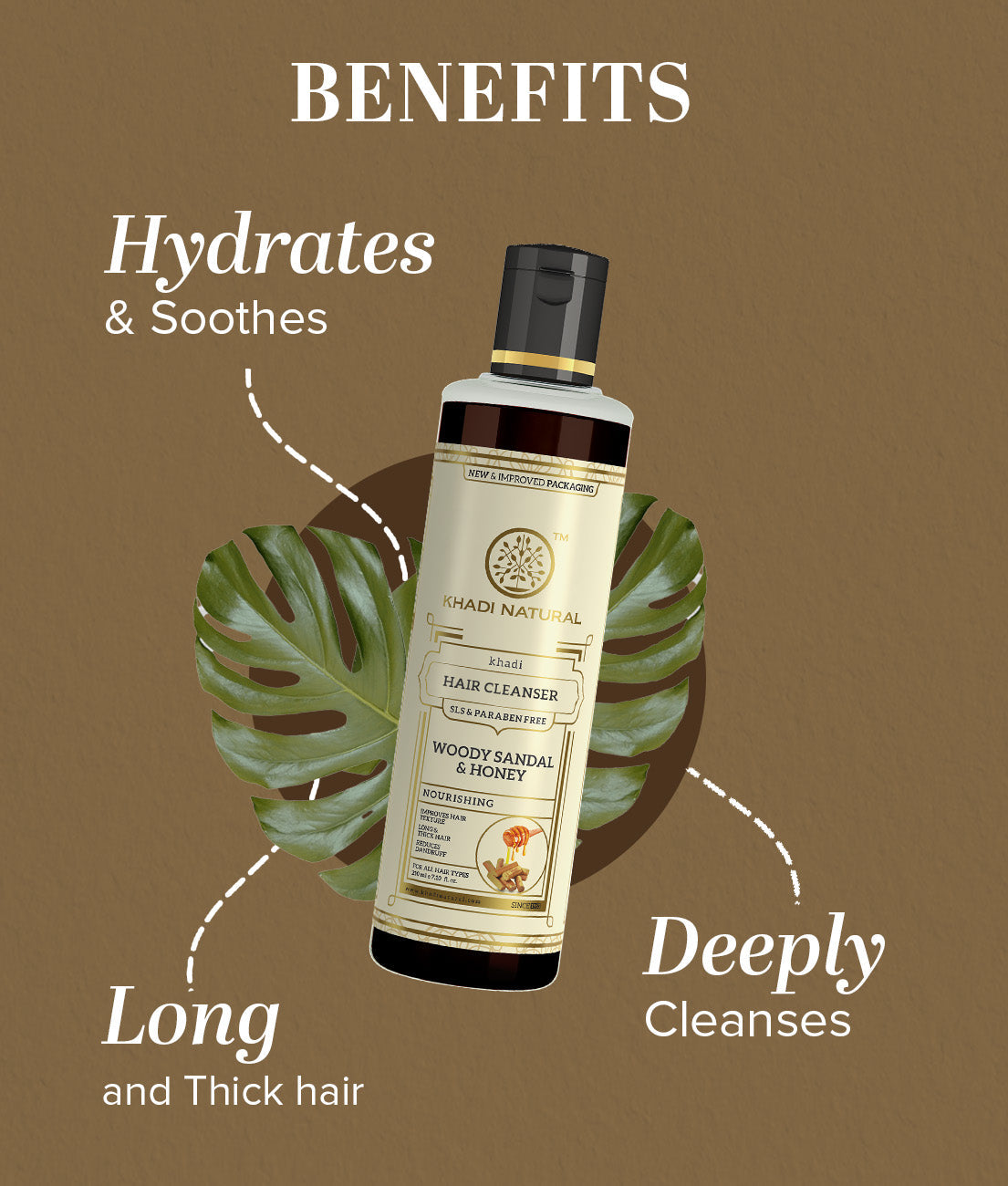 Khadi Natural Woody Sandal & Honey Hair Cleanser SLS & Paraben Free - 210ml