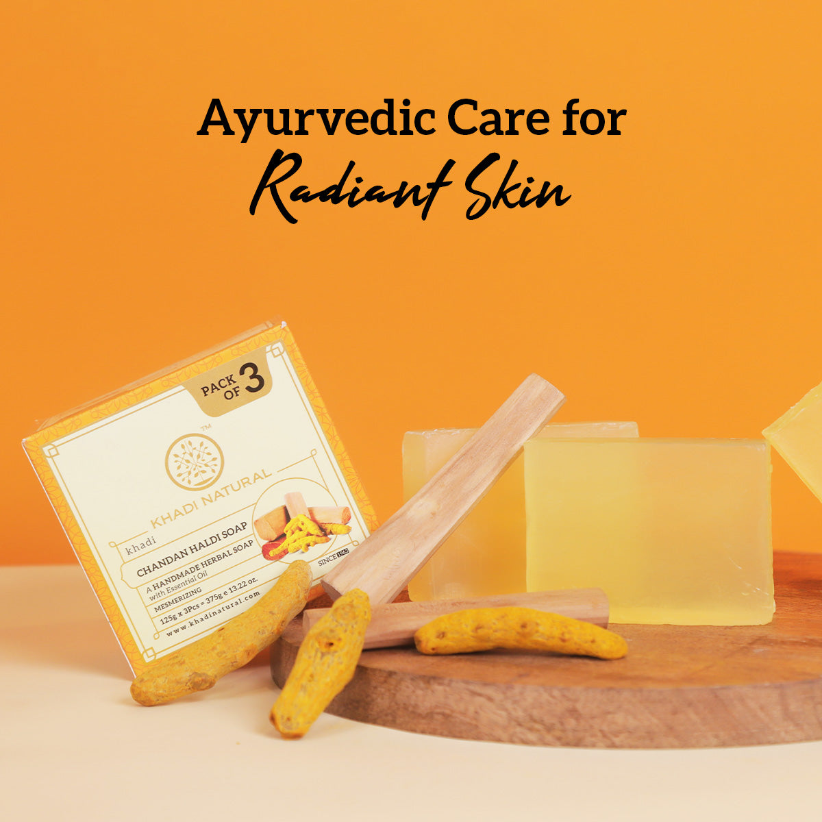 Khadi Natural Herbal Chandan Haldi Soap Combo Pack Of 3 – 125gm Each