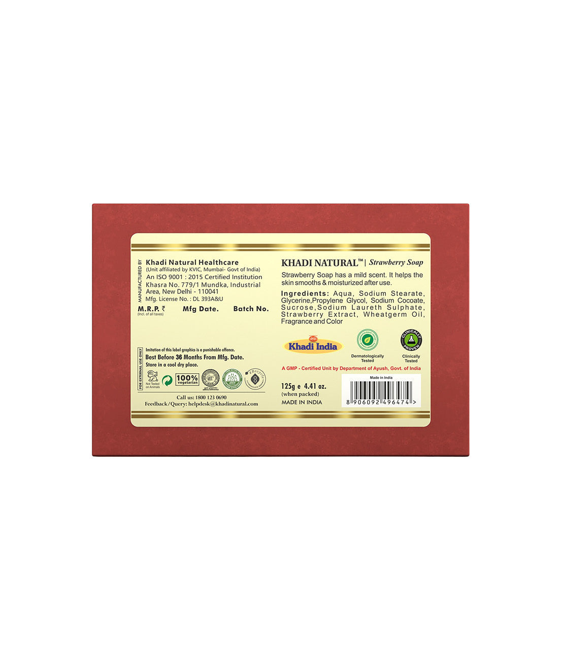 Khadi Natural Strawberry Soap - 125gm
