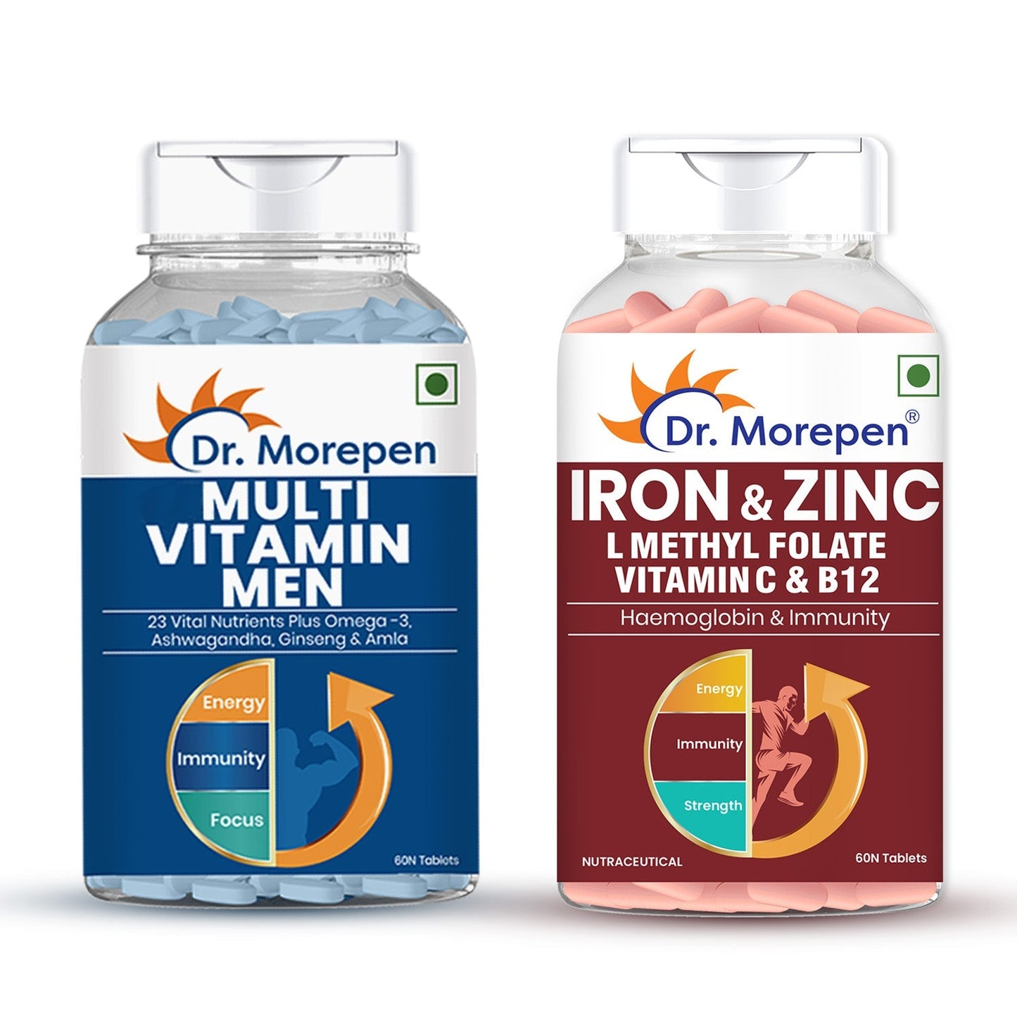 Dr Morpen Iron & Zinc + Multivitamin Men Tablets Combo | Swadesiicart