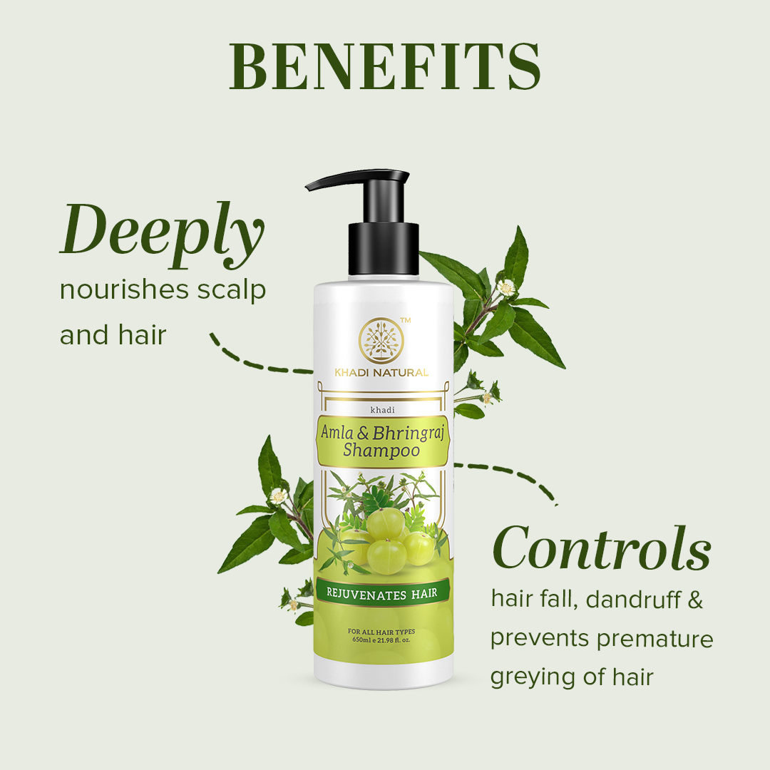 Khadi Natural Amla & Bhringraj Hair Shampoo For Control Dandruff & Hair Fall - 650ml