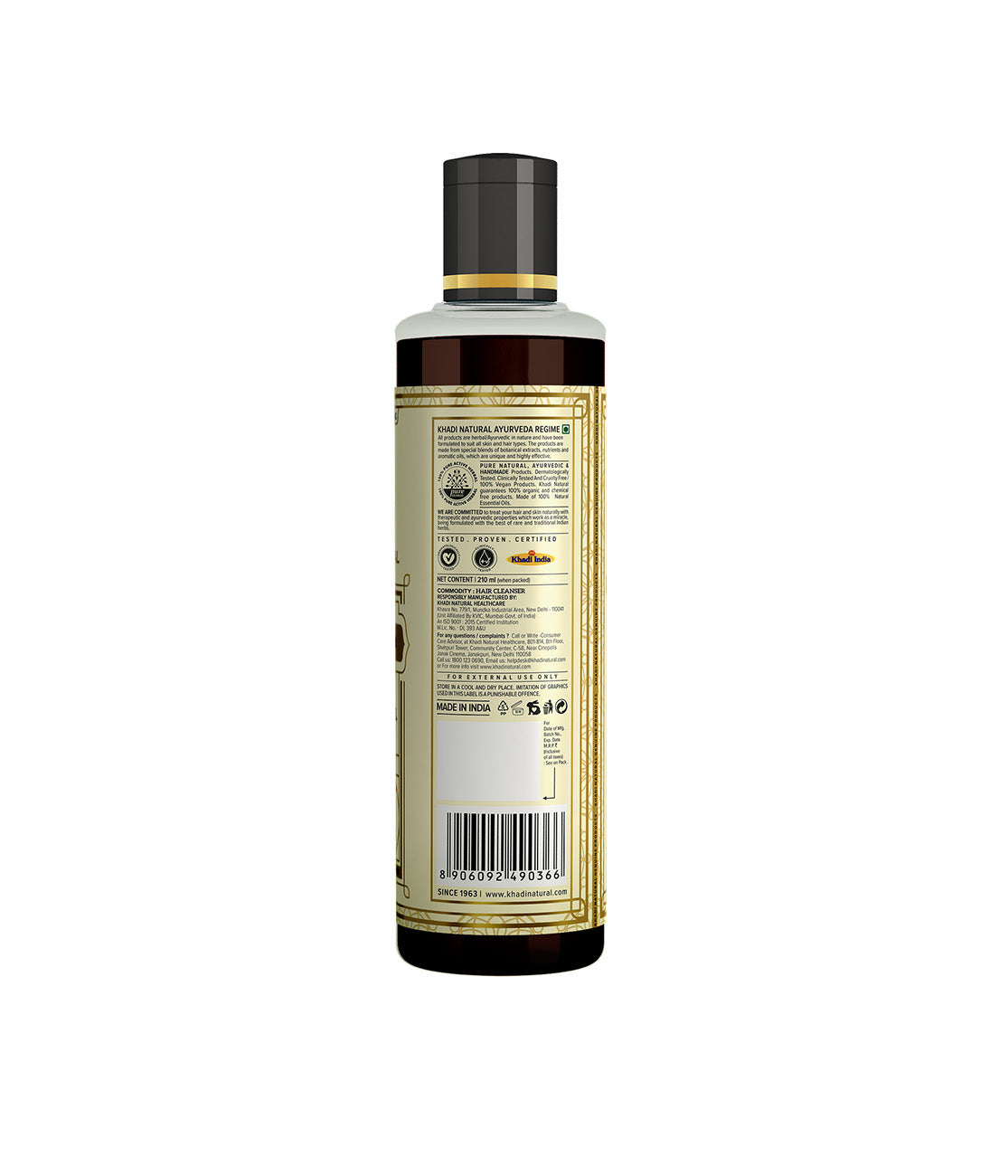 Khadi Natural Woody Sandal & Honey Hair Cleanser SLS & Paraben Free - 210ml