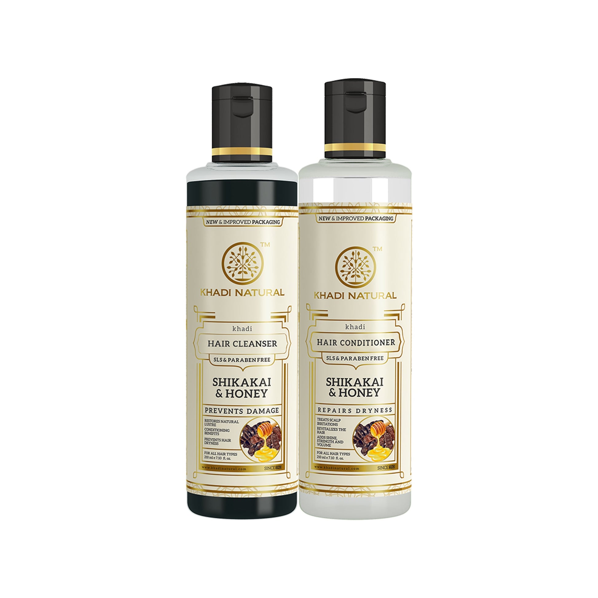 Khadi Natural Shikakai & Honey Cleanser & Conditioner SLS & Paraben Free Combo - 210ml Each Sale