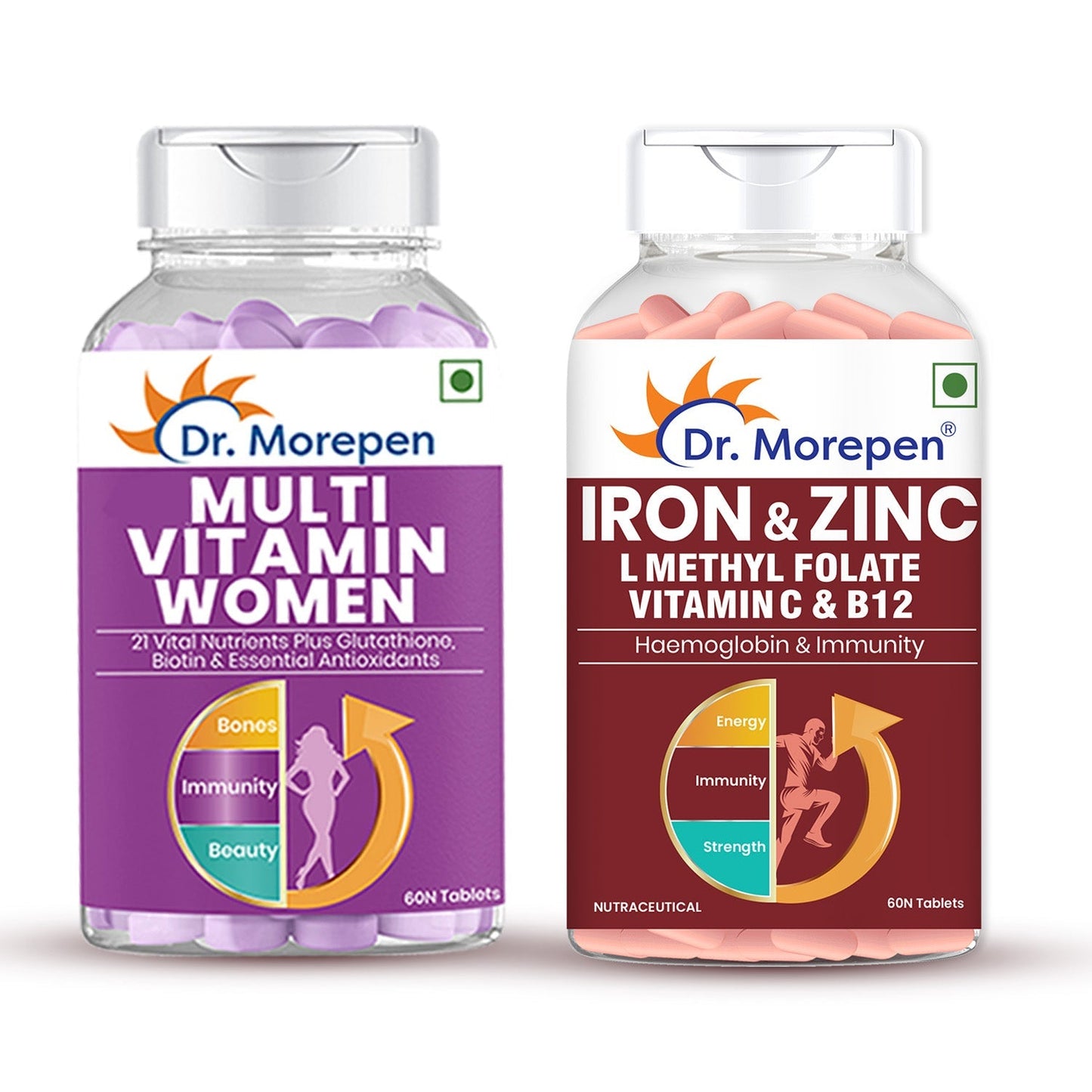 Dr Morpen Iron & Zinc + Multivitamin Women Tablets Combo | Swadesiicart