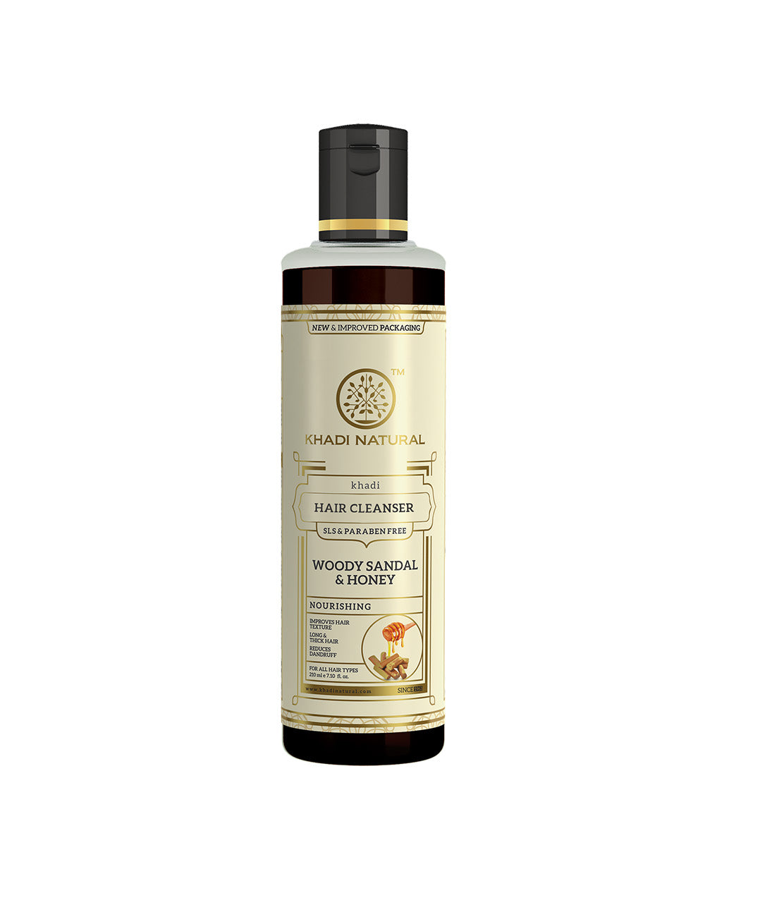Khadi Natural Woody Sandal & Honey Hair Cleanser SLS & Paraben Free - 210ml