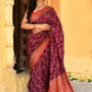 Joban Fashion Hot Pink Crepe Chiffon Pure Handloom Banarasi Silk Saree | Swadesiicart