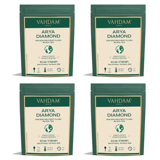 2026 Arya Diamond Darjeeling First Flush Black Tea DJ FF BT/ Pack of 4