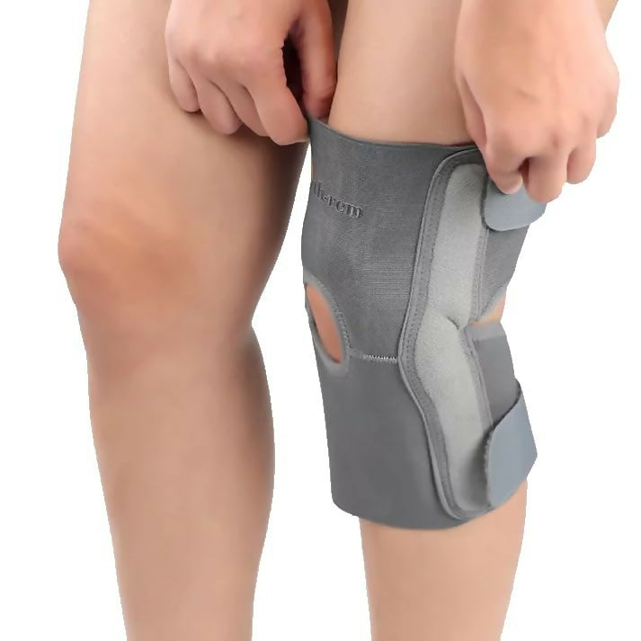 Orth-rem Grey Elastic Knee Support Brace With Side Stabilizer- Large | Swadesiicart