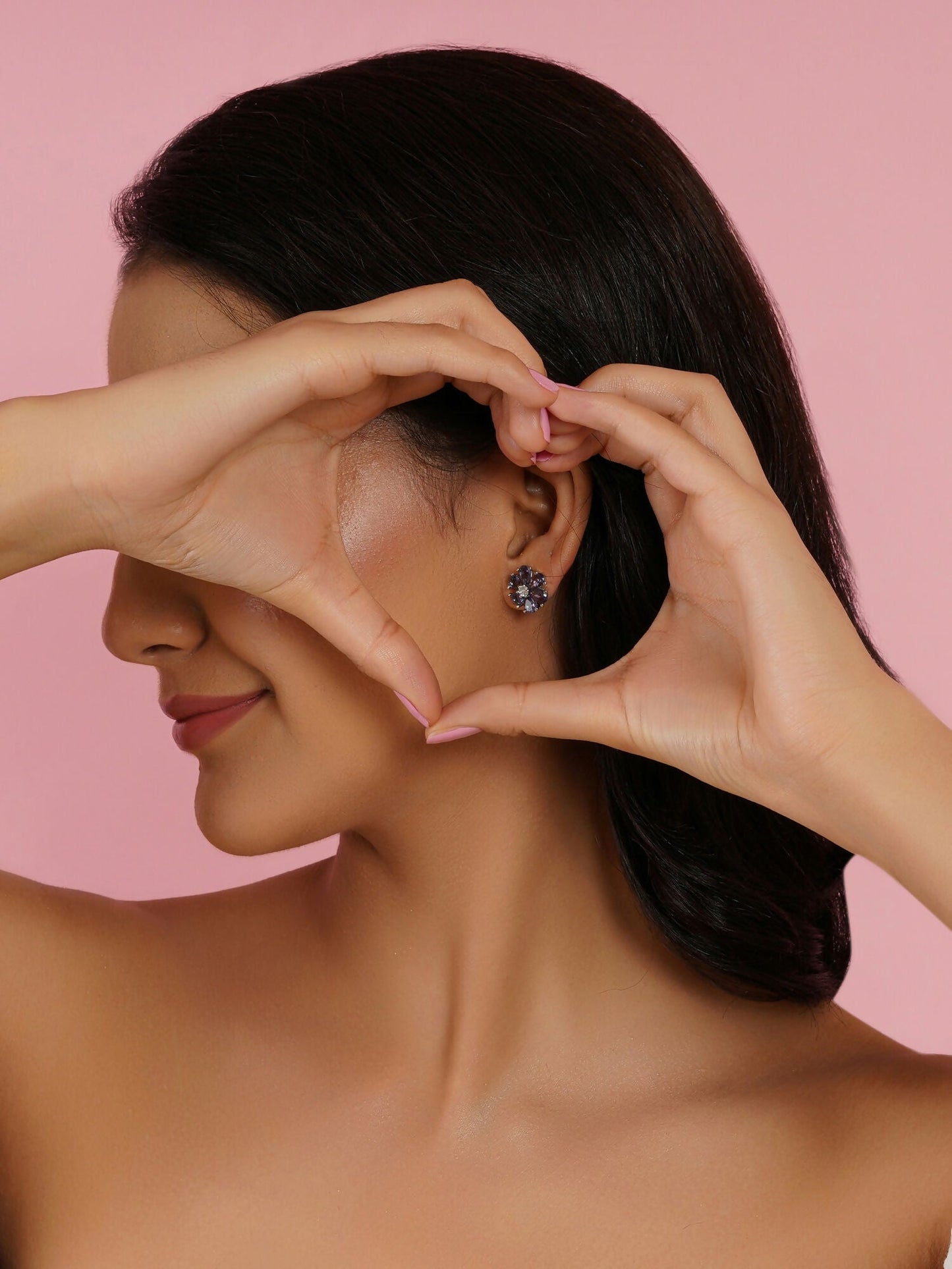 stone stud (grey) - Ruby Raang - Swadesiicart