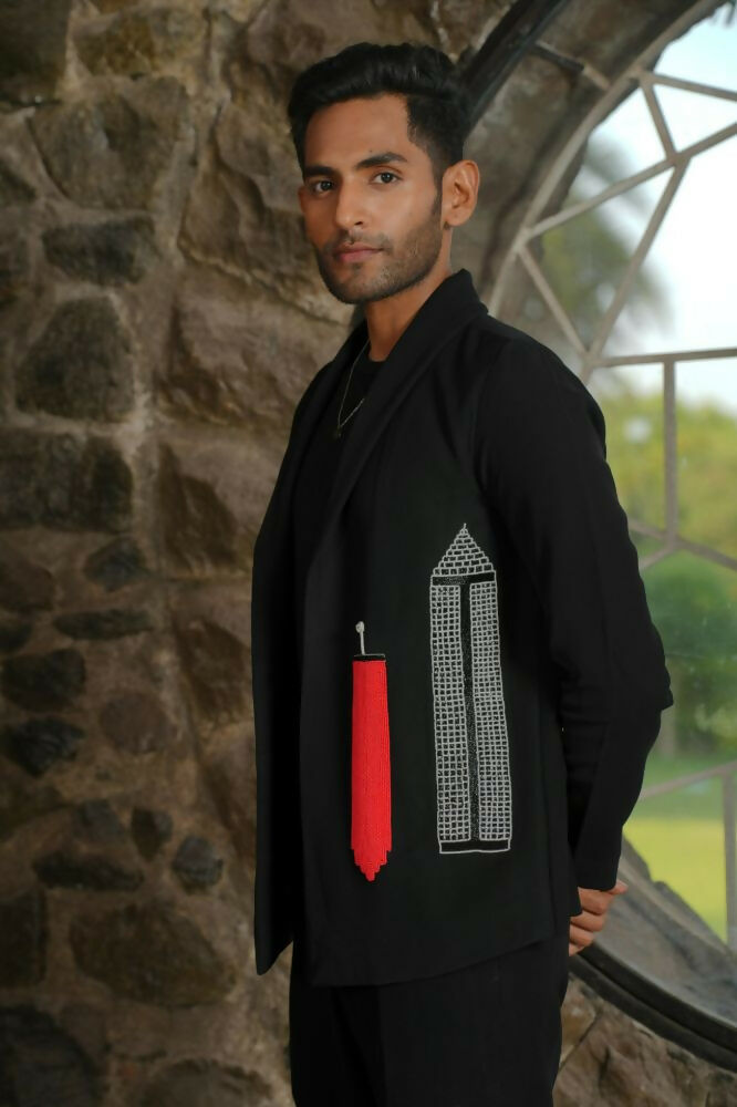 Statement Embroidered Black Co-Ord Set by Hilo Design - Swadesiicart