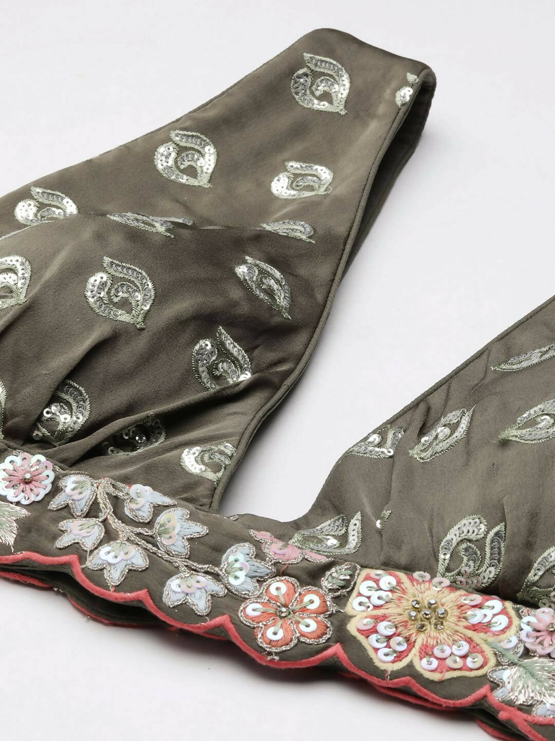 House of Panchhi Olive Chinon Sequins embroidery Lehenga choli & Dupatta | Swadesiicart