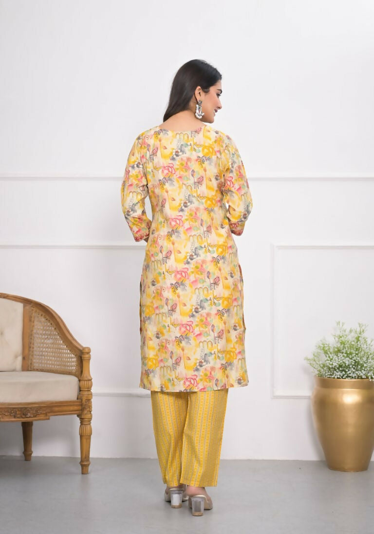 Festive Wear Ethnic Yellow chanderi Stitched Suit With Dupatta - Anbazaar - Swadesiicart