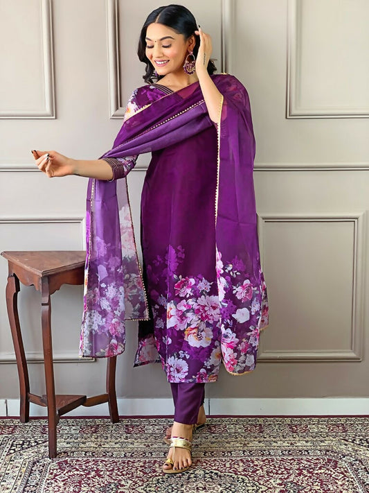 Partywear Designer Tebby Wine Stitched Suit With Dupatta - Tanisha | Swadesiicart