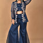 Morchari Women Hand Embroidery Crop Top-Blue - Swadesiicart