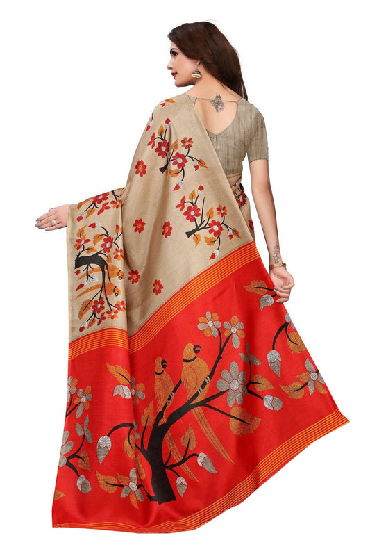 Vamika Chiku Kalamkari With Jhalar Khadi Silk Saree - Swadesiicart